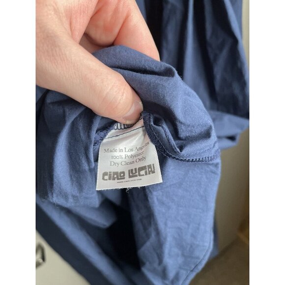 Ciao Lucia Coretta Dress in Navy Size Large Drop Waist Midi Scoopneck Buttons - Picture 4 of 7